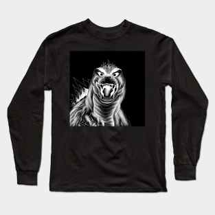 gojira in the mist ecopop wild kaiju art Long Sleeve T-Shirt